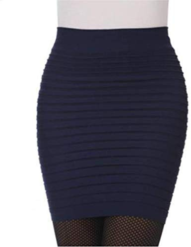 HxmeStore Dam veckad sömlös stretch tight bodycon minikjol kort penna, Mörkblått, en storlek