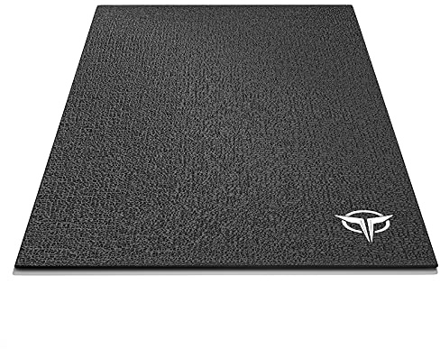 GEWAGE Fahrradmatte, 80 x 149,9 cm, für stationäre Fahrräder, Verwendung auf Hartholzböden, strapazierfähige Bodenmatte für Spin, Peloton, Stationär, Heimtrainer (schwarz)