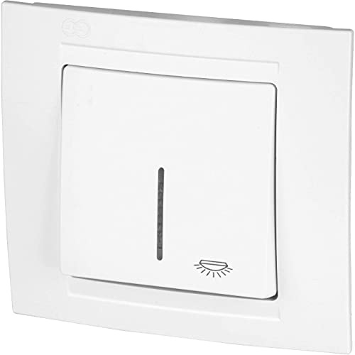 Unterputz Taster, LED Licht-Symbol, Steckklemme, All-in-One, Serie M1 reinweiß