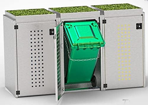 Reinke Edelstahl Mülltonnenbox für 3x240L Tonnen mit Pflanzenwanne, Mülltonnenhaus
