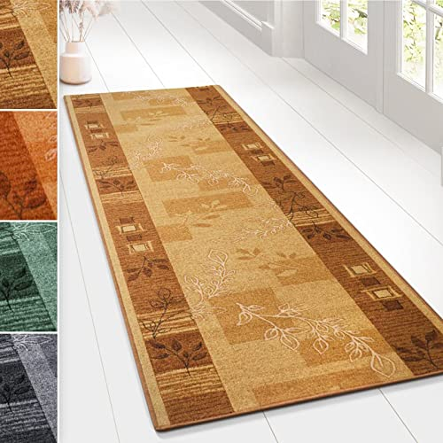 der Meisterei Teppichläufer auf Maß Flur Läufer Brücke Teppich Agadir Akzent Wohnteppich beige Meterware rutschfest 67 cm breit 67 x 180 cm