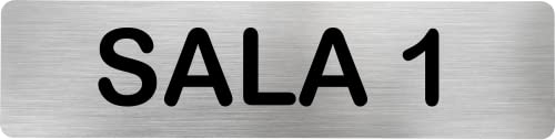 MovilCom® - Señal de acero inoxidable SALA 1 | Placa puerta INOX | Señal informativa | Cartel Puerta 200X50mm