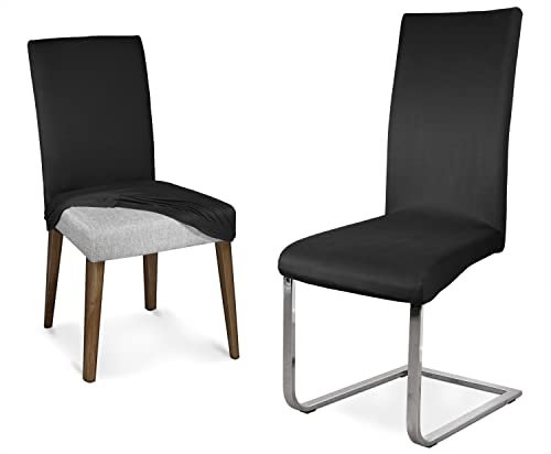 BEAUTEX Mikrofaser Stuhlhusse, elastische Stretch Husse Bi-Elastic Schwingstuhlhusse, Farbe wählbar (Schwarz)