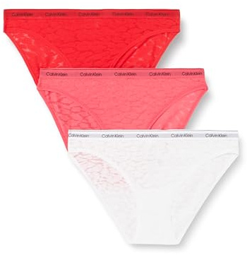 Calvin Klein Women's 3 Pack Bikini (Low-Rise), Azalea/Lychee/White, XL
