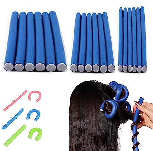 18 Soft Foam Cushion Hair Rollers Curlers Flexi Rods Hair Care Styling 3 Sizes 18 Soft Foam Cushion Hair Rollers Curlers Flexi Rods Hair Care Styling 3 Sizes Bendy Flexible Curling Twist No Heat