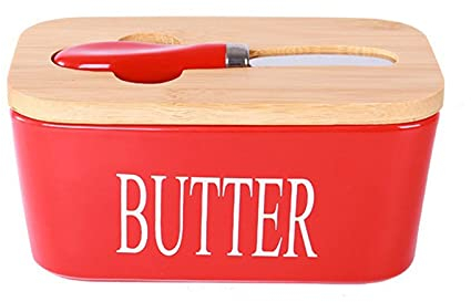 Butter Dish Kitchen Butter Cheese Storage Box Household Gadgets Ceramic Dishes Food Sealed Box with Cover Knife Butter Tray Container Tools Butter Container ( Color : D )