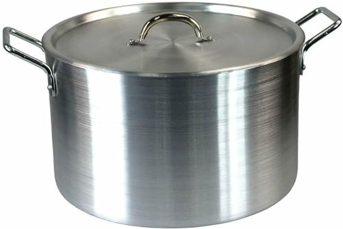 Aluminium Cooking Catering Stock Pot with Lid | Deep Casserole Saucepan 12 or 14 | Large 12 Litre Capacity