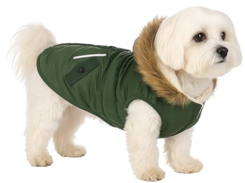 Flamingo Hundemantel Winter – Kimo Grün – XXS 30cm – warm & modisch – Polyester – wasserabweisend – Fleece-Innenfutter – Kapuze – Klettverschluss – Geschirröffnung