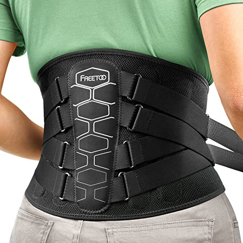 FREETOO Back Support Belt for Lower Back Pain Relief, Ergonomic design with Lumbar Pad Back Brace for Women & Men, Anti-skid Lumbar Support for Herniated Disc, Sciatica XL Size