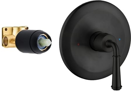 BEIYI Matte Black Shower Handle Valve, Single-Handle Bathroom Control Valve Kit Single Function Shower Mixer Valves