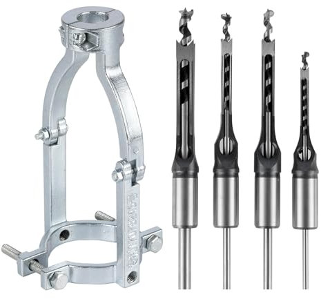 UwinVwin Square Hole Drill Bit Adapter with 4pcs Square Hole Drill Quickly Install or Disassemble, Mortising Attachment for Drill Press