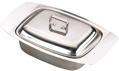 Concept4u Stainless Steel Cheese & Butter Dish 18/8 with Lid Cheese Container Boxed Butter Keeper Insulated Butter Holder Airtight Cheese Plate for Kitchen & Countertop