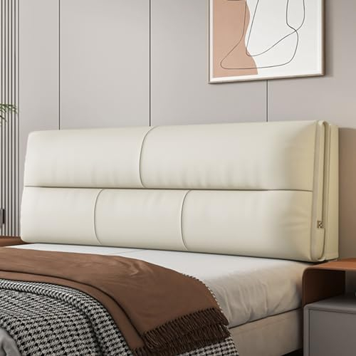ZZYK Kopfteil Gepolstert Einfarbig Wandkissen Lendenwirbelstütze Kissenbrett Große Rückenlehne Bettauflage Kissen Schlafzimmer Schlafsaal Tagesbett Kissen,Beige,Paste 59/Queen