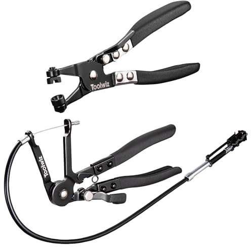 Toolwiz Hose Clamp Pliers and 27 Flexible Hose Clip Pliers, 2 Pcs Automotive Tools with Locking Device for Ring-Type or Flat-Band Clamp