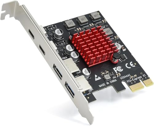 ELUTENG Carte PCI Express USB 3.2 Gen1 5Gbps, Carte d'Extension 4 Ports (2 x Type-C, 2 x USB-A), Alimentation Autonome HUB US B Interne für Desktop PC Mac Windows 11/10/8/7/XP/Vista