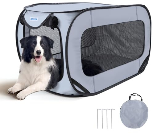 Nobleza Gabbia Portatile per Cani Gatti Auto, Recinto Pieghevole per Cani, Recinto per Animali Domestici in Tessuto Oxford Impermeabile Placcato Argento 210D, Adatto per Interni ed Esterni, 93*54*54cm