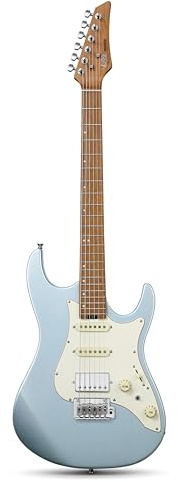 Donner 39 Inch Electric Guitar, DST-550 Solid Double-cut Poplar Body Electric Guitar for Intermediate & Pro Players, 7 Tone-switching Options & Tremolo Bridge, Bonus Bag, Ice Blue
