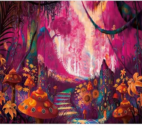 Roninkier Pilze UV-Wandteppich Schwarzlicht Wandtuch, Aesthetic Skelett Natur Wald Wandbehang für Schlafzimmer Wohnzimmer (Pilz 3, 200 x 150cm)