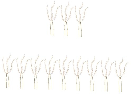 LIFKOME 12piezas Horquillas De Perlas Para Novias Accesorios De Pelo Para Bodas Tocado Elegante Perlas Para Novia y De Horquillas u Color Dorado