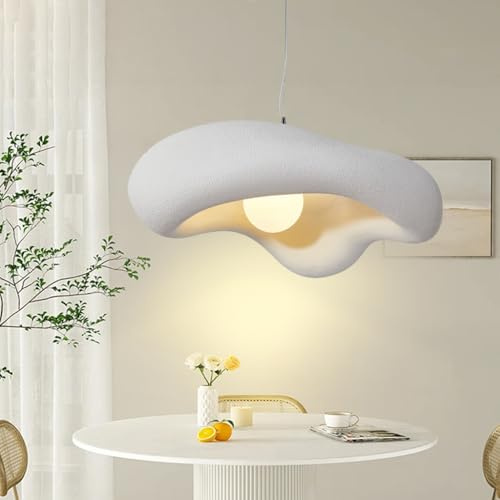 MyLjp Pendelleuchte Wabi-Sabi Esstischlampe Kreative Blumen Hängelampe Polystyrol E27 Modern Esszimmer Bauernhaus Hängeleuchte Höhenverstellbar Nordisch Kronleuchter Küche Wohnzimmer Lampe 60cm(Weiß)