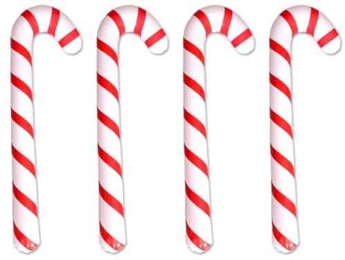 UILYNIU 4 Pezzi Decorazioni Albero di Natale, Bastoncini Gonfiabili da 90 cm per Caramelle, Bastoncini di Zucchero, Candy cane di Natalizie, Decorazioni di Natale, Accessori per Feste (Bianco, Rosso)