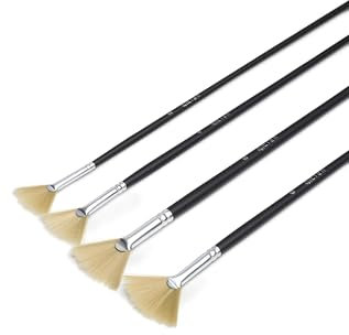 Elan Juego de Pinceles Abanico, 8 Piezas de Pinceles Sintéticos Tipo Cerda, Pincel Pelo Sintetico, Pincel Abanico Mango Largo, Pinceles de Cerda Oleo