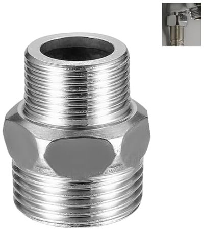 3/4” GHT Male x 1/2” NPT Male Connector, Stainless Steel Material Garden Hose Fitting, Adapter, Industrial Stainless Brass Garden Hose to Pipe Fittings Connect (1 Pack)