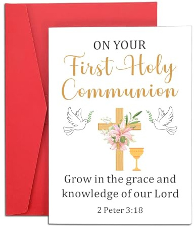 First Communion Card for Girls Boys Kids 2026 First Communion Gifts for Teen Girl Boy 1st Holy Communion Gifts for Christian Card Religious Bible Verse Gift Baptism Catholic Confirmation Gift