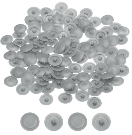 sourcing map 80Pcs Screw Caps Covers 12x3mm Plastic Screw Decoration Cover Self-Tapping Screw Cover Waterproof Caps for Phillips Cam Fitting Screw Head, Light Grey