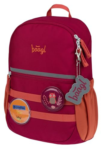 Baagl Kindergartenrucksack Mädchen Rucksack für Kita Krippe 10 l - Eule | Der kleine Kinderrucksack mit Brustgurt und zwei wechselbaren Patches ist personalisierbar mit Namen oder einem Bild.