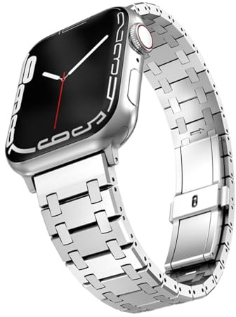 BRART Luxury Metal Strap For Apple Watch Band 45mm 41mm 44mm 42mm 46mm Stainelss Steel Bracelet For iWatch Series 10 9 8 7 Ultra2 49mm(Silver,38/40/41mm)