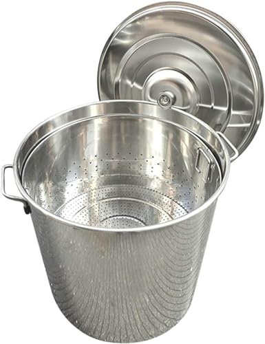 Marmite Commerciale en Acier Inoxydable 27QT/45QT/63QT, Panier-passoire Robuste pour extérieur, Grande marmite à écrevisses et Fruits de mer avec passoire, Compatible avec Tous Types de cuis