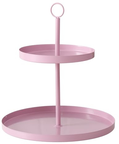 BOLTZE Etagere Samina (Farbe Hellrosa, aus Metall, 2-stöckig, Höhe 34 cm, Ø 30 cm, Deko, Minimalistisches Design, Etagenständer für Obst, Desserts, Snacks, Servierplatte) 2061233
