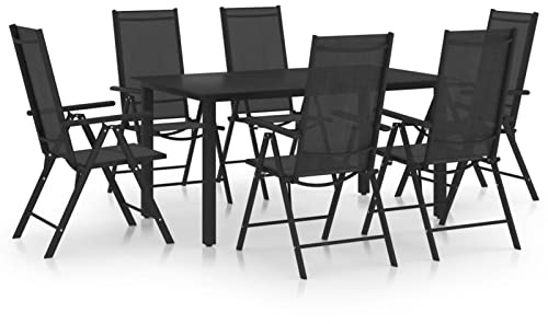 Festnight Gartenmöbel Set 6 Personen Verstellbar Gartenmöbel Set 6 Stühle mit Tisch Terrassenmöbel Sitzgruppe Outdoor Gartentisch mit Stühlen Set Aluminium Garten Essgruppe mit Hochlehner