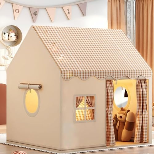 Spielzelt Kinder Indoor für Drinnen, Kinder Spielhaus Indoor Kinderzelt Kinderspielhaus, Zelt für kinderzimmer (Khaki)
