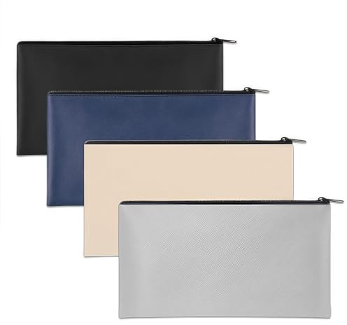 Banktasche aus Kunstleder 28 * 15.5cm, 4 Stück Robust Geldtasche Dokumententasche, Geldtaschen Banktasche für Business, Schule, Haushalt und Reisen