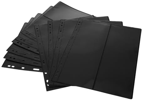 NUOBESTY 10 Pezzi Album per Francobolli Pagine Loose-Leaf Doppia Faccia Nero con File Verticali Inserto Flessibile per Collezionisti Organizer Francobolli con Sfondo Contrasto per