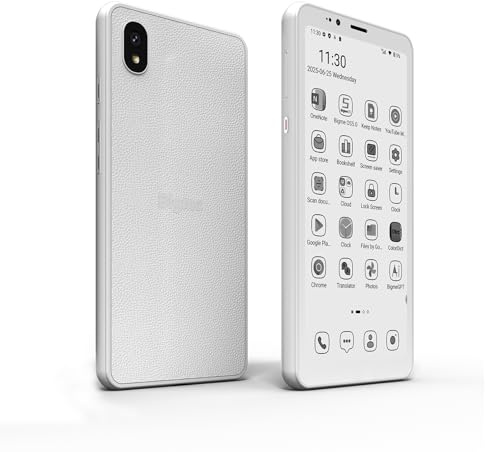 Bigme HiBreakS Epaper Smartphone, 5,84 Zoll, 6 GB + 128 GB, 8-Kern-Prozessor, 3300 mAh, Dual-Kamera, Android 14, 4G, TF-erweiterbar, Schwarz-Weiß-Display, Weiß