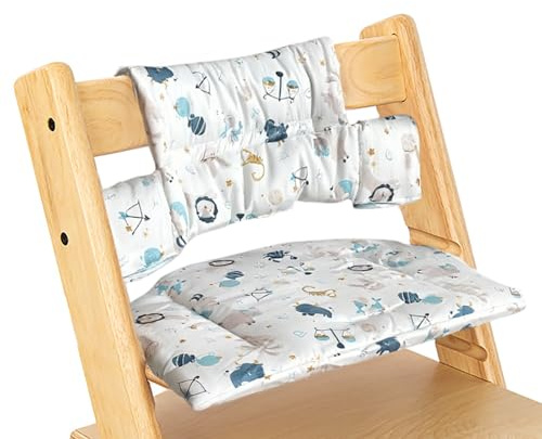 MeYuxg Hochstuhl Sitzkissen für Stokke Tripp Trapp, rutschfest Sitzkissen Hochstuhl Set, Abnehmbar Weiches Sitzkissens für Säuglinge,Bio Baumwolle Baby Sitzkissens für Kinderhochstuhl (Ozean)