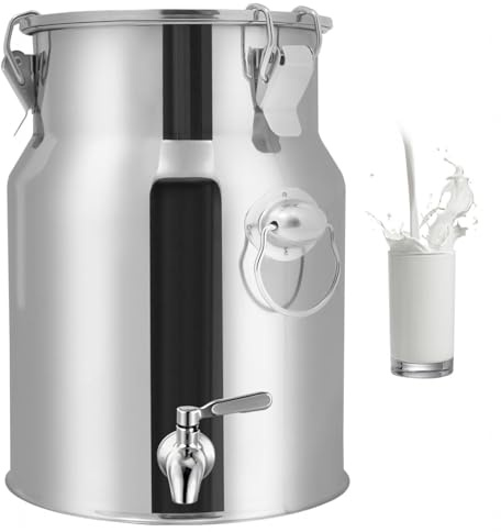 Bidon Inox Avec Robinet,Bidon a Lait Ancien Pour Huile Et Aliments Pour Stockage,Capacity-35L