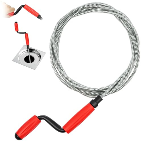 ANOMM Desatascador Tuberias Profesional, 6mm x 3m Desatascador WC, 3M | Desatascador Espiral Manual, Alambre Desatascador Tuberias para Limpiar Fregaderos, Bañeras, Alcantarillas e Inodoros
