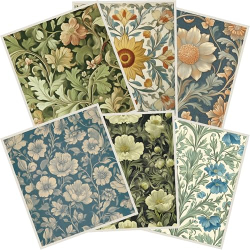 PRESSINART 6Pcs 6 Styles Vintage Floral Swedish Dishcloths for Kitchen Elegant Flower Pattern Reusable Dish Towels Absorbent Quick Drying Cellulose Sponge Cleaning Cloths Wipes Housewarming Gift