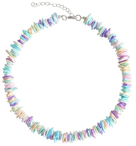 Cheynn Bunte Muschelkette, Puka Muschel Kette Damen Herren Hawaiianische Choker Halskette Verstellbare Strand Halsketten Handgefertigte Surferkette Boho Necklace