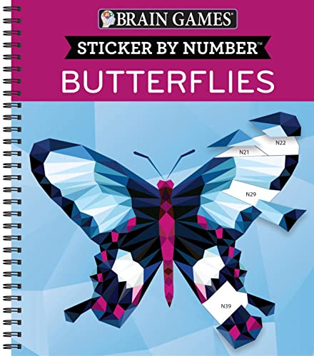Brain Games - Sticker by Number: Butterflies - 2 Books in 1 (42 Images to Sticker)
