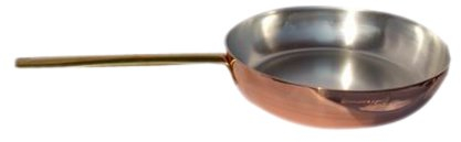 Pentole Agnelli ALCU11124 Padella in Rame liscio stagnato a mano con un Manico Tubolare in Ottone, 24 cm