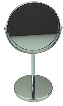 APOLLO The Houseware - Espejo de Maquillaje con Aumento, Espejo de Doble Cara, rotación de 360° para tocador, Escritorio, baño, Dormitorio, tamaño: 7,5 x 4 cm, Cromado