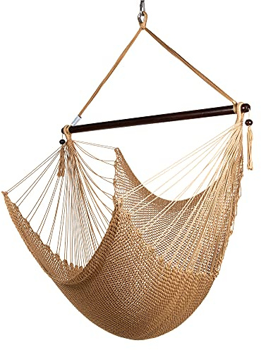 Large Caribbean Hammock Chair - 48 Inch - Polyester - Hanging Chair - tan
