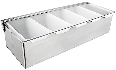 New Star Foodservice 48032 Stainless Steel Condiment Dispenser with 5 Compartments (No Ice Tray)