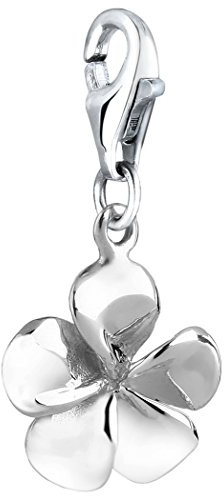 Nenalina Frangipani-Blüte Karabiner Charm Anhänger Bettelarmband 925 Silber | Damen-Charm-Anhänger für alle gängigen Charmträger Charm-Club Clasp-Charms 925er Sterling-Silber
