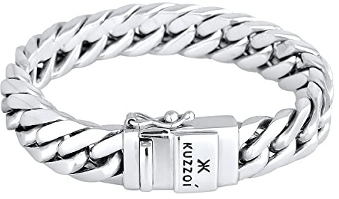 Kuzzoi Buddha Silber-Armband Herren 925 Silber Panzerarmband (14 mm) | massiven 925er Sterling Silber poliert 90g 335101